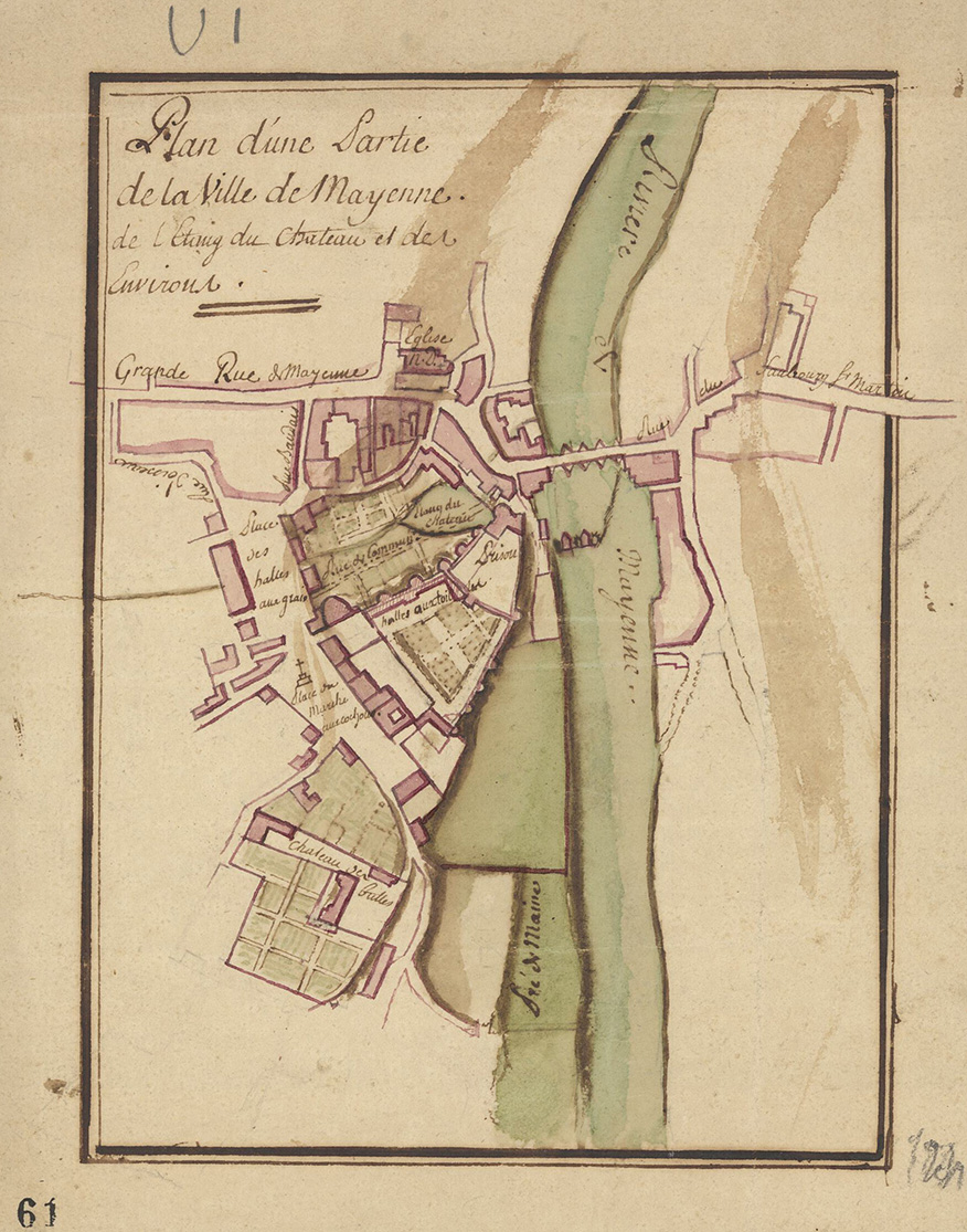 Plan d’une partie de la ville de Mayenne.