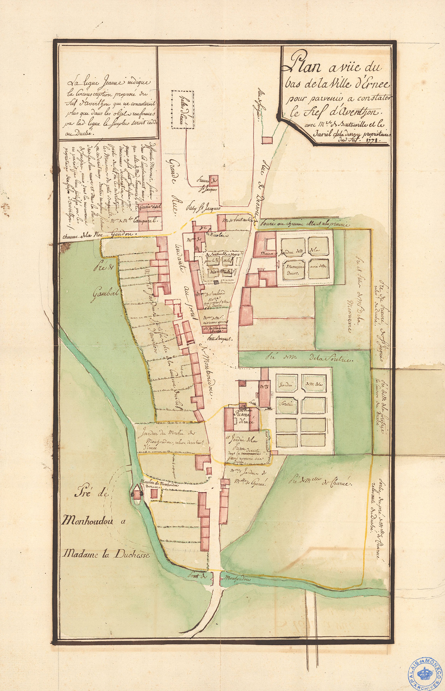 Plan à vue du bas de la ville d’Ernée